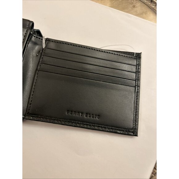 Perry Ellis Portfolio Black Pebble Bifold  Wallet New Retails For $39.50 - Picture 6 of 9